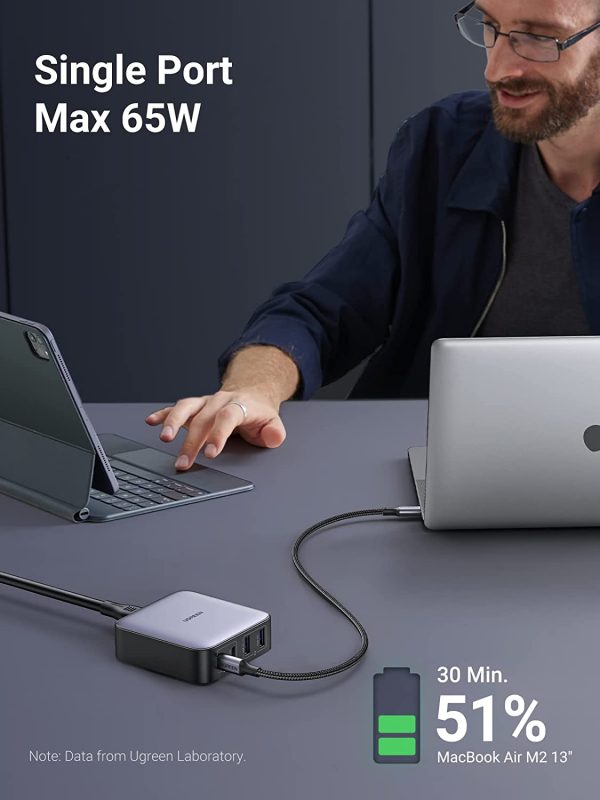 UGREEN 65W USB C Charger, Nexode 4 Ports USB C Charging Station, PPS Support, GaN Desktop Charger Compatible with MacBook Pro, iPhone 14/14 Plus/14 Pro/14 Pro Max/13/12, Galaxy S22, iPad, Steam Deck and More - 90735 - US Plug - Image 6