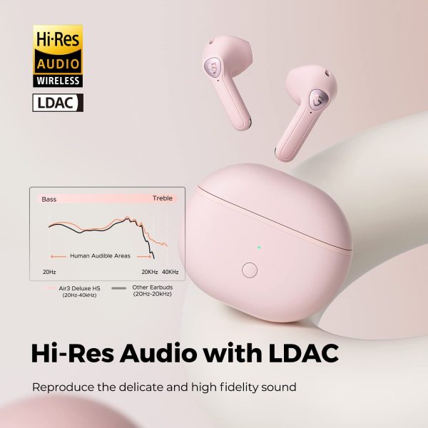 SoundPEATS Air3 Deluxe HS Bluetooth 5.2 Earphones Hi-Res Audio Wireless Earbuds with LDAC Codec, in-Ear Detection,App Support - AMT - Pink - Image 4