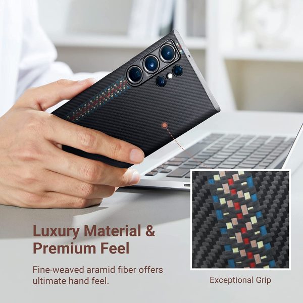 Galaxy S23 Ultra MagEZ Case 3 MagSafe Compatible Military Drop Protection Carbon Fiber Magnetic Case by PITAKA - Rhapsody 600D - Image 7