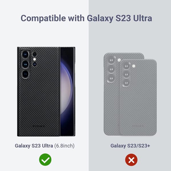 Galaxy S23 Ultra MagEZ Case 3 MagSafe Compatible Military Drop Protection Carbon Fiber Magnetic Case by PITAKA - Black / Grey Twill 600D - Image 6