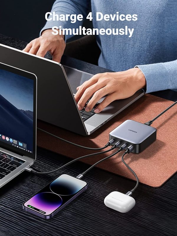 UGREEN 100W USB C Charger, Nexode 4 Ports USB C Charging Station, PPS Support, GaN Fast Desktop Charger Compatible with MacBook Pro, Dell XPS 15, iPhone 14 Pro Max/13, Galaxy S23 Ultra, iPad, Steam Deck and More - 90736 - Image 5