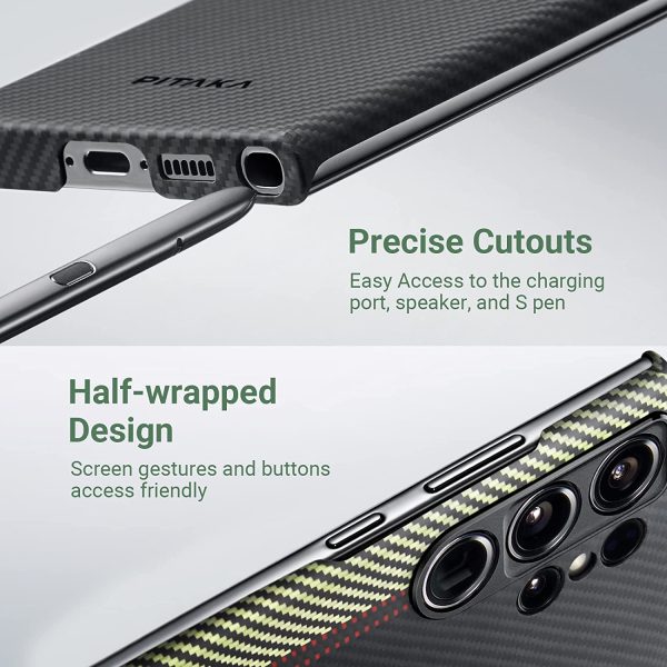 Galaxy S23 Ultra MagEZ Case 3 MagSafe Compatible Military Drop Protection Carbon Fiber Magnetic Case by PITAKA - Overture 600D - Image 4