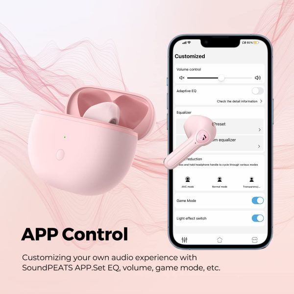 SoundPEATS Air3 Deluxe HS Bluetooth 5.2 Earphones Hi-Res Audio Wireless Earbuds with LDAC Codec, in-Ear Detection,App Support - AMT - Pink - Image 8