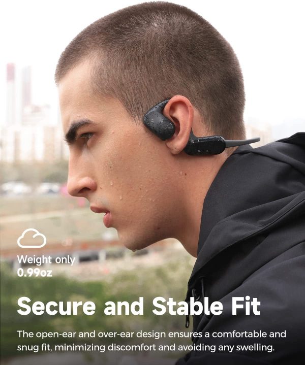 SoundPEATS RunFree Lite Open-Ear Sports Bluetooth V5.3 Headphones with Bass Boost and 17 Hours, Sweatproof Ultralight Headset for Running, Workouts, Comfortable Fit, USB-C  - Black - Image 8