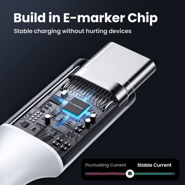 UGREEN 100W QC 4.0 Cable USB-C to USB-C Cable 100W Fast Charging Compatible with USB4 and USB-C, MacBook, USB-C Docking Stations - White - 3 Feet - 15267 - Image 6