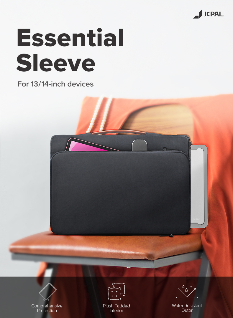 jcpal essential sleeve for 13inch and 14inch laptops black 1
