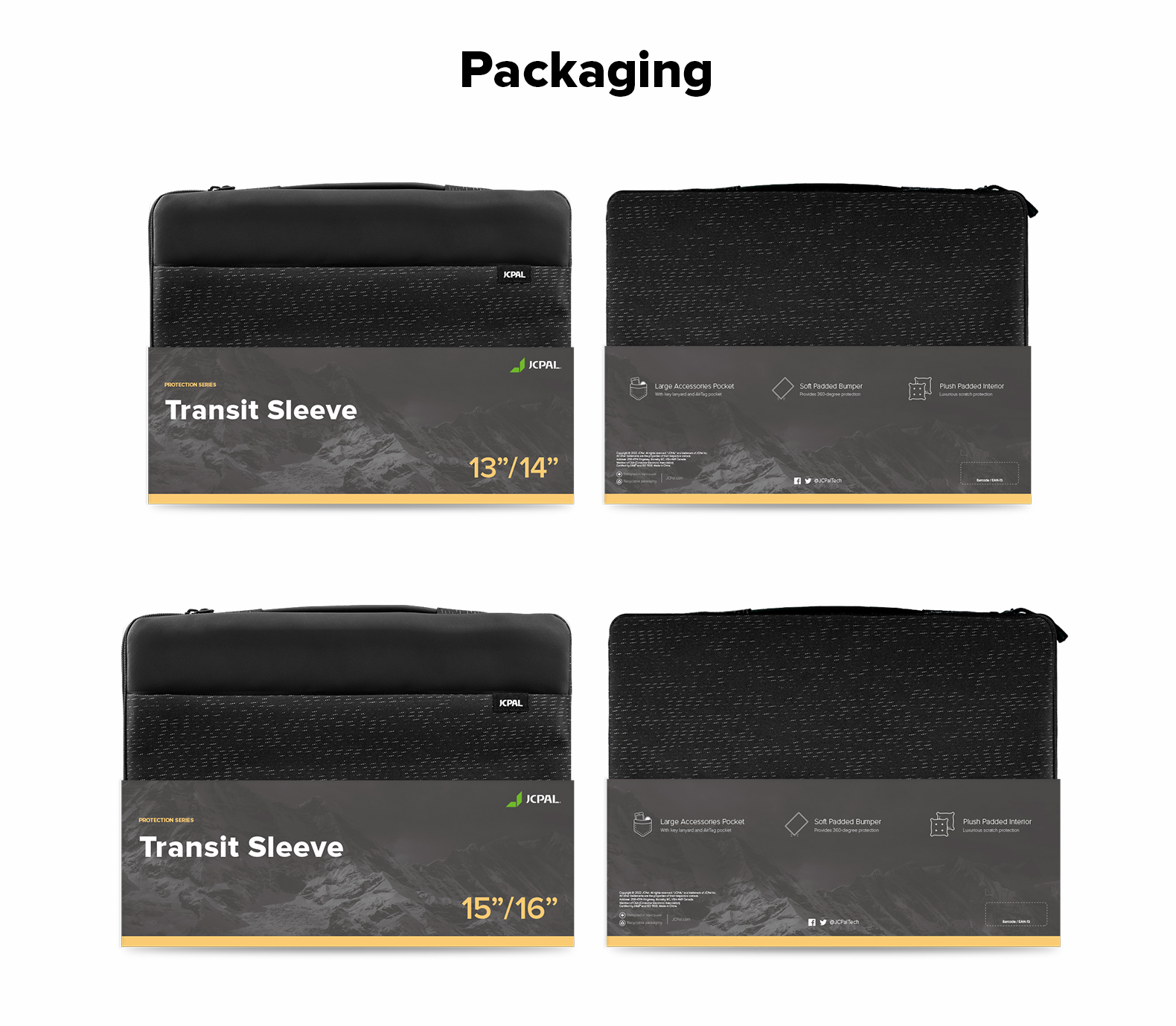 jcpal protection transit sleeve black 13 inch 15 inch 14 inch 16 inch 11