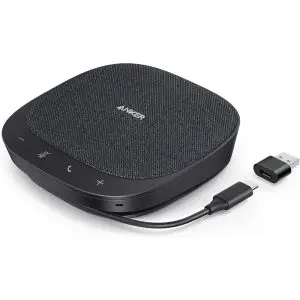 Anker PowerConf S330 USB Speakerphone, Conference Microphone for Home Office, Smart Voice Enhancement, Plug and Play, 360° Voice Coverage via 4 Microphones, and Powerful Sound - A3308511