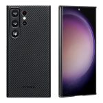 Galaxy S23 Ultra MagEZ Case 3 MagSafe Compatible Military Drop Protection Carbon Fiber Magnetic Case by PITAKA - Black / Grey Twill 600D