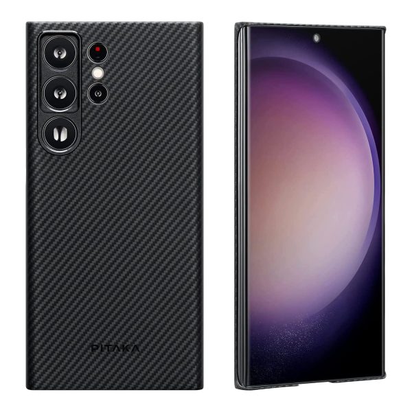 s23 ultra magez 3 case black grey twill 600d Galaxy S23 Ultra MagEZ Case 3 MagSafe Compatible Military Drop Protection Carbon Fiber Magnetic Case by PITAKA - Black / Grey Twill 600D - Image 1