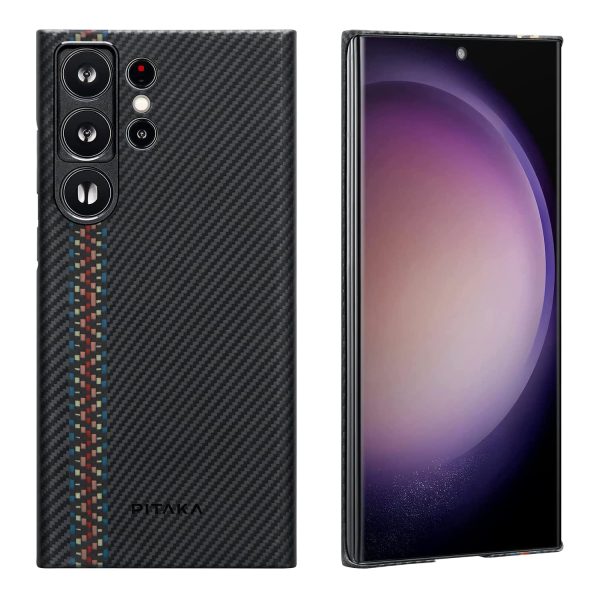 Galaxy S23 Ultra MagEZ Case 3 MagSafe Compatible Military Drop Protection Carbon Fiber Magnetic Case by PITAKA - Rhapsody 600D - Image 1