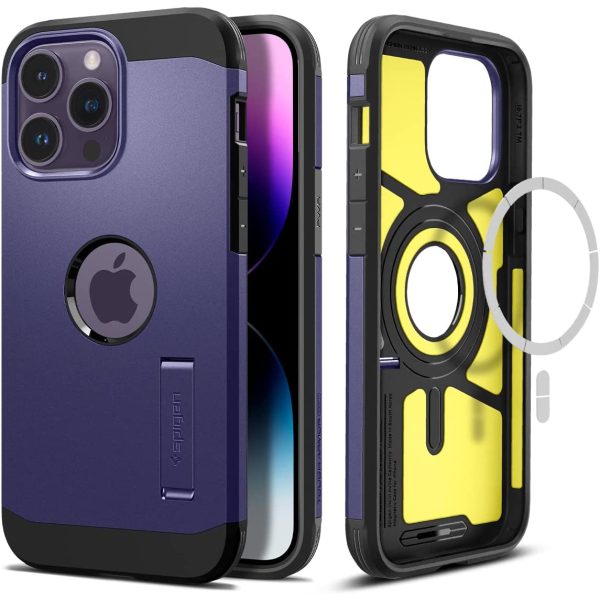 iPhone 14 Pro Max Tough Armor Case by Spigen MagFit Compatible with MagSafe - ACS05576 - Deep Purple - Image 1