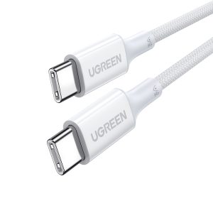 UGREEN 100W QC 4.0 Cable USB-C to USB-C Cable 100W Fast Charging Compatible with USB4 and USB-C, MacBook, USB-C Docking Stations - White - 3 Feet - 15267