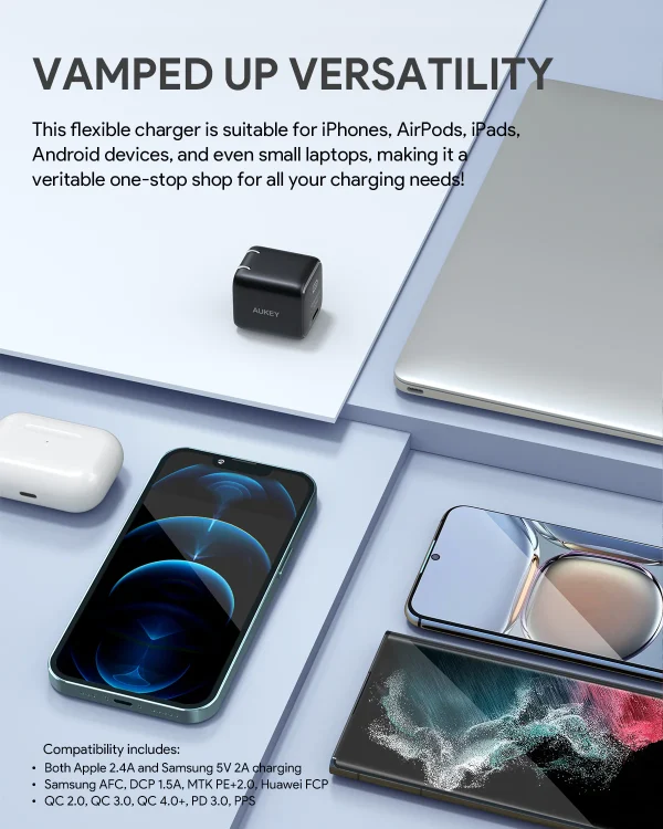 Aukey Omnia Mini 30W USB-C PD Charger with GaN Power Tech with PPS Support for Samsung Super Fast Charging - PA-B1L - Image 6