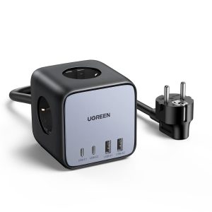 UGREEN DigiNest Cube GaN 7-in-1 USB C Power Strip 65W with PPS Support for Samsung, Charging Station for Home and Office with 6ft Extension Cord, 3 Outlets, 2 USB C, 2 USB A, Compatible with iPhone 14, Galaxy S23, iPad, MacBook - EU Plug - 60113