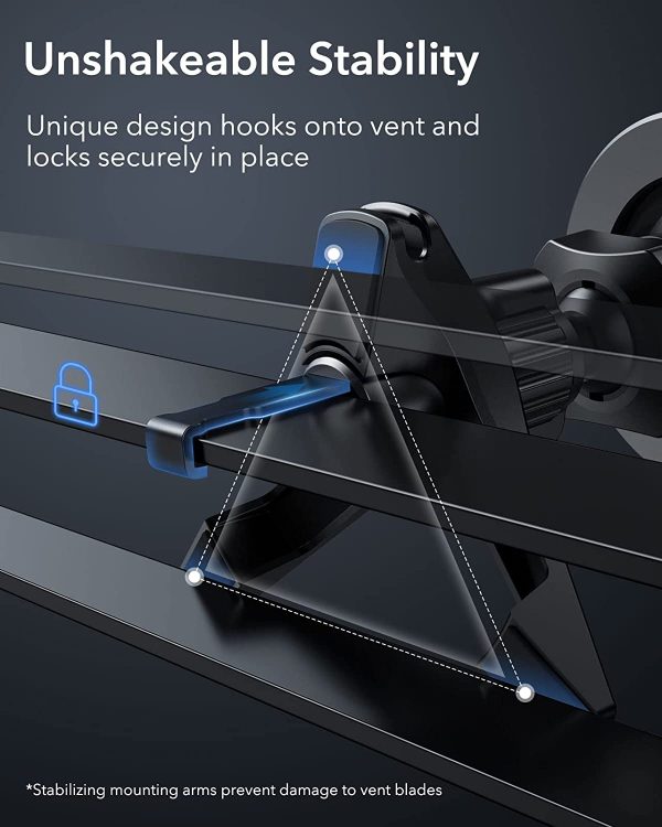 ESR Magnetic Car Mount (HaloLock), Compatible with MagSafe Car Mount, Magnetic Phone Holder for Car, Air Vent Mount for iPhone 14/13/12 Series, Car Accessories, Charging Not Supported, Metallic Grey - Image 3