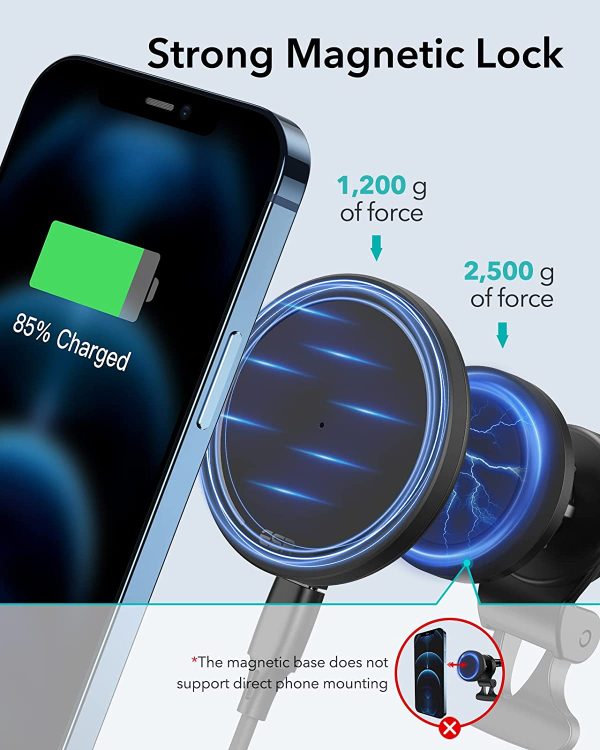 71JsLSqQYaL._AC_SL1500_ ESR Shift Wireless Car Charger (HaloLock), Compatible with MagSafe Car Charger, 2 Charging Modes, Detachable Fast Charging Pad, Car Phone Holder Mount for iPhone 14/13/12 Series, Car Accessories - Image 7