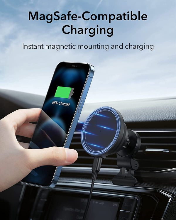 71nfExwFZTL._AC_SL1500_ ESR Shift Wireless Car Charger (HaloLock), Compatible with MagSafe Car Charger, 2 Charging Modes, Detachable Fast Charging Pad, Car Phone Holder Mount for iPhone 14/13/12 Series, Car Accessories - Image 6