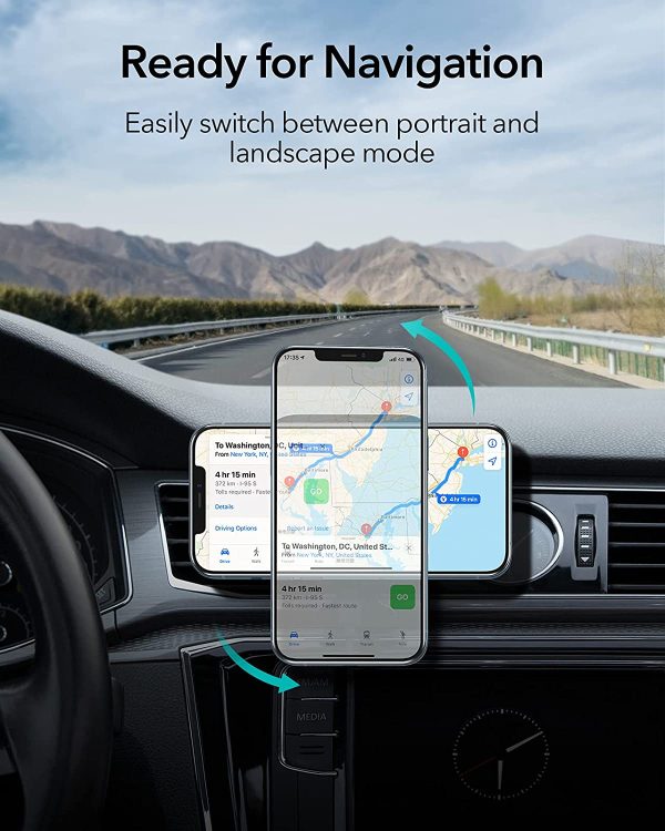 71x93VuYbEL._AC_SL1500_ ESR Shift Wireless Car Charger (HaloLock), Compatible with MagSafe Car Charger, 2 Charging Modes, Detachable Fast Charging Pad, Car Phone Holder Mount for iPhone 14/13/12 Series, Car Accessories - Image 3