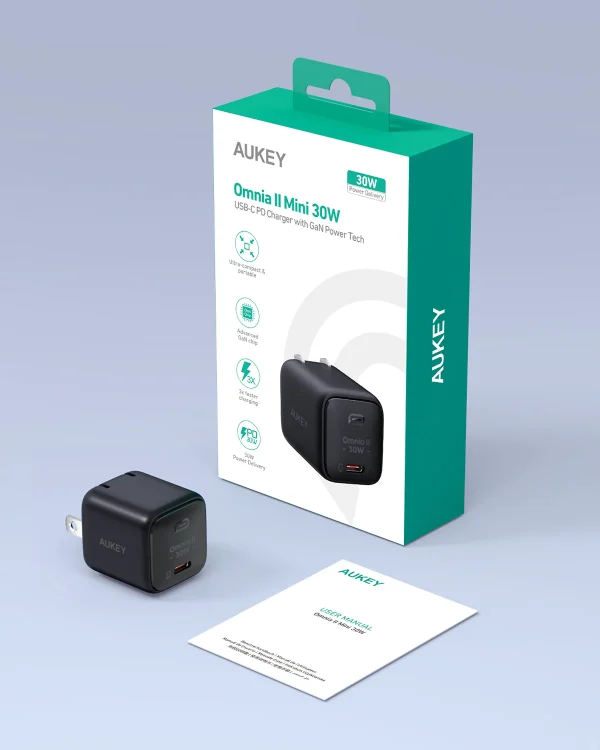 Aukey Omnia Mini 30W USB-C PD Charger with GaN Power Tech with PPS Support for Samsung Super Fast Charging - PA-B1L - Image 2