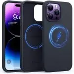 iPhone 14 Pro Max Magnetic Silicone Case [Military Grade Drop Tested] [Compatible with MagSafe] Anti-Scratch Soft Microfiber Lining Shockproof  - Space Black