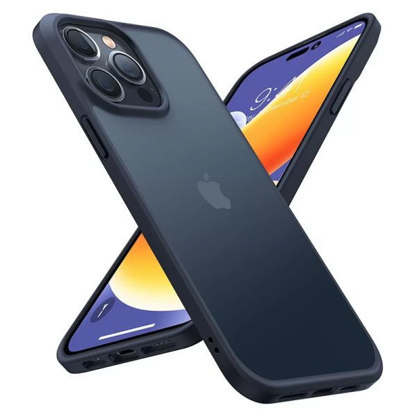 14 pro max torras guardian case black iPhone 14 Pro Guardian Case with Military Grade Drop Tested, Slim Translucent Matte Case by Torras - Black - Image 1