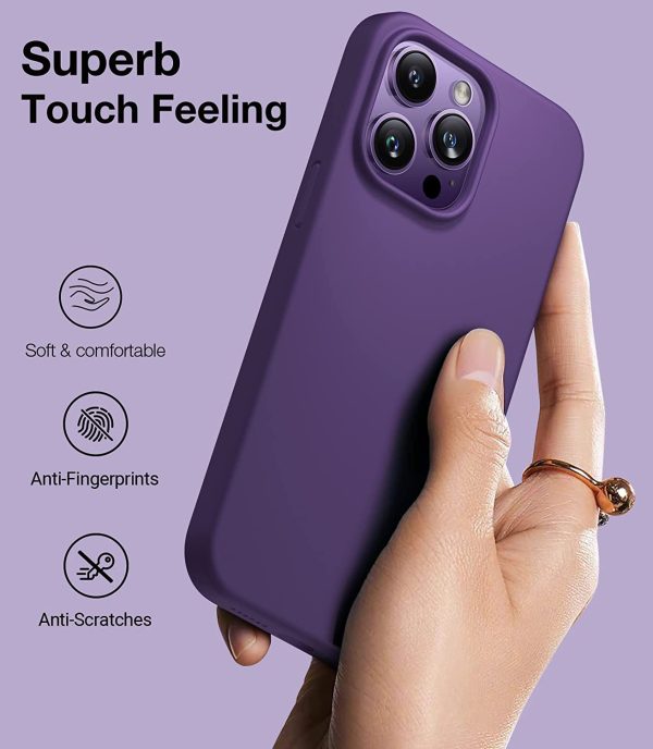 iPhone 14 Pro Max Magnetic Silicone Case [Military Grade Drop Tested] [Compatible with MagSafe] Anti-Scratch Soft Microfiber Lining Shockproof  - Deep Purple - Image 8