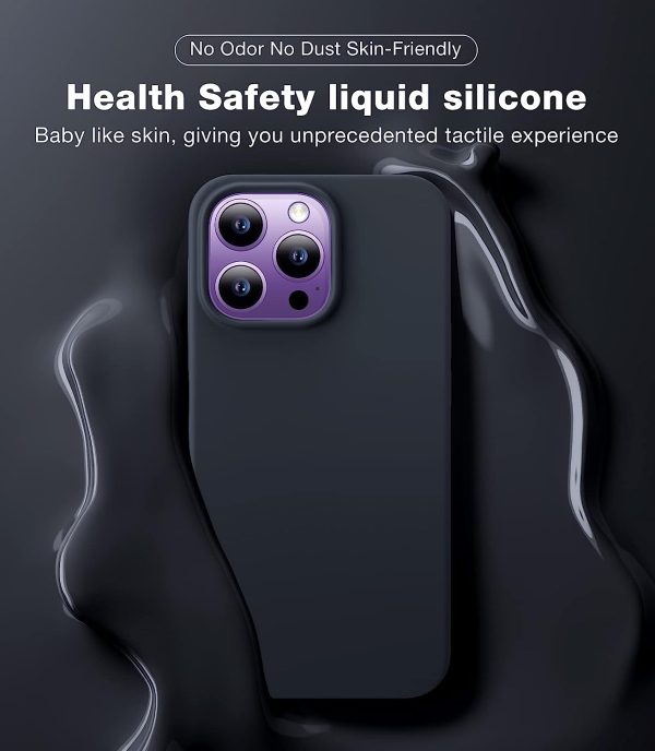 iPhone 14 Pro Magnetic Silicone Case [Military Grade Drop Tested] [Compatible with MagSafe] Anti-Scratch Soft Microfiber Lining Shockproof  - Black - Image 2