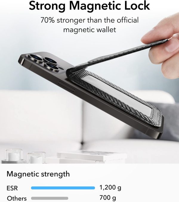 61JXYvm7DeL._AC_SL1500_ Magsafe Wallet & Stand by ESR made from Vegan Leather by ESR - Black Carbon Fiber - Image 3