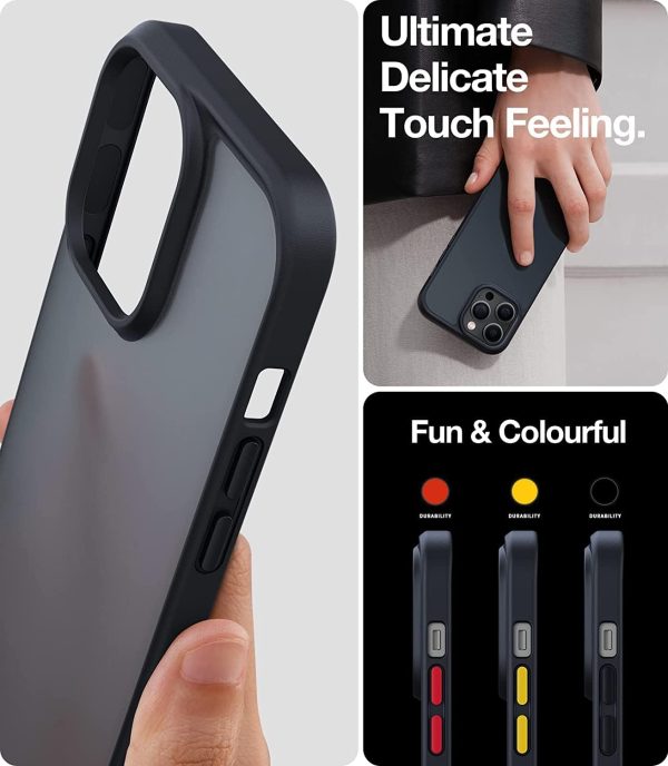 61Km3Hr6tPL._AC_SL1500_ iPhone 13 Pro Max Guardian Case with Military Grade Drop Tested, Slim Translucent Matte Case by Torras - Black - Image 3