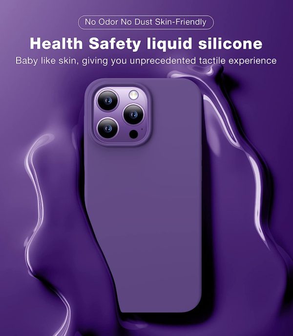 iPhone 14 Pro Max Magnetic Silicone Case [Military Grade Drop Tested] [Compatible with MagSafe] Anti-Scratch Soft Microfiber Lining Shockproof  - Deep Purple - Image 2