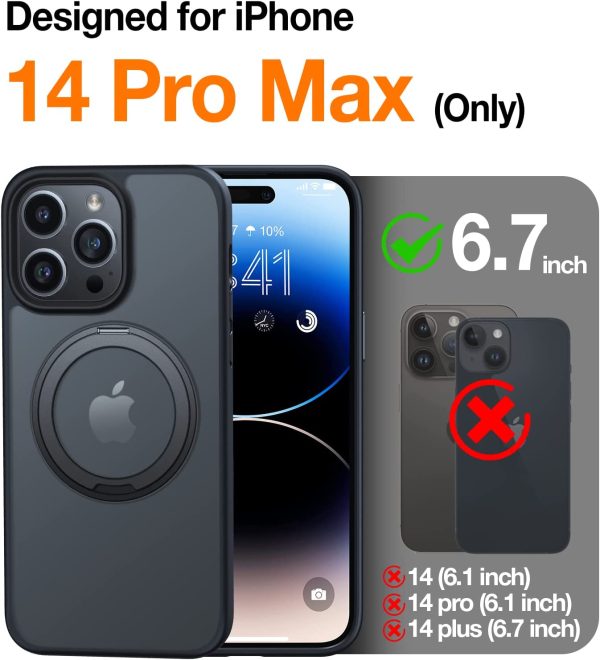 61WGsjE5SGL._AC_SL1500_ iPhone 14 Pro Max UPRO OStand Pro Case by Torras with Built in Stand for Vertical & Horizontal Prop up Phone, Magsafe Charging Compatible Shockproof Drop Protection - Black - Image 3