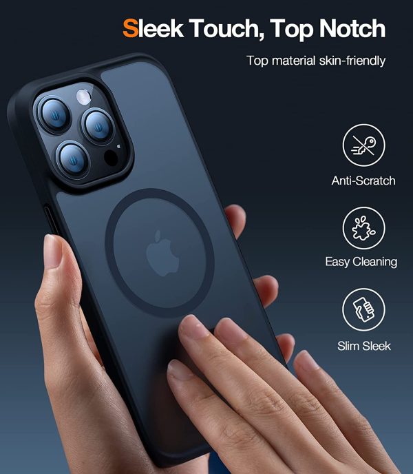 iPhone 13 Pro Max Magnetic Guardian Case with Military Grade Drop Tested, Compatible with MagSafe, Slim Translucent Matte Case by Torras - Mystic Black - Image 3