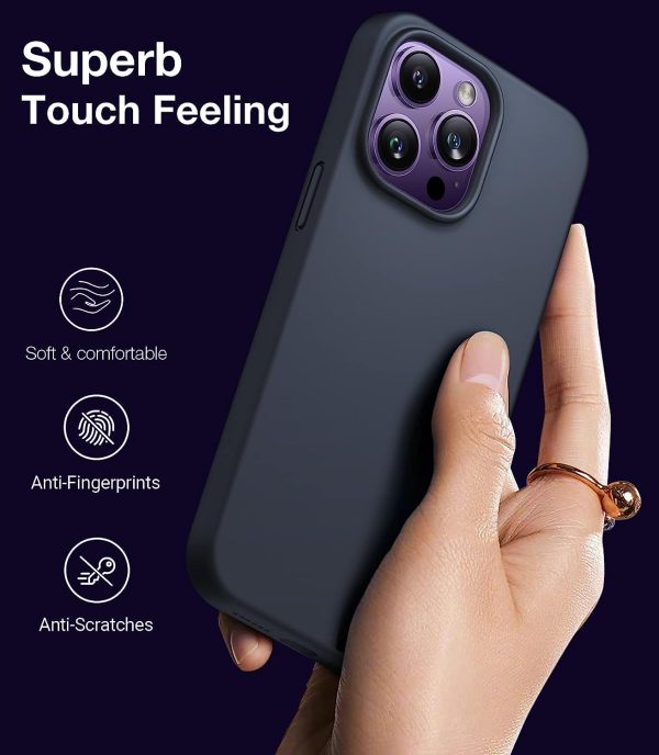 iPhone 14 Pro Magnetic Silicone Case [Military Grade Drop Tested] [Compatible with MagSafe] Anti-Scratch Soft Microfiber Lining Shockproof  - Black - Image 8