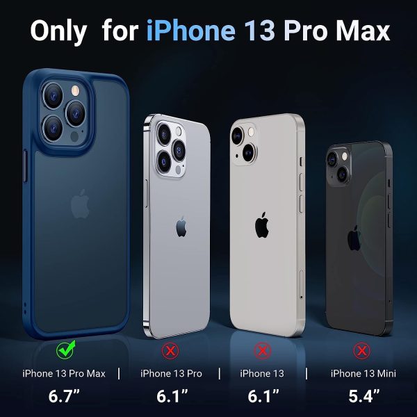 iPhone 13 Pro Max Guardian Case with Military Grade Drop Tested, Slim Translucent Matte Case by Torras - Navy Blue - Image 4