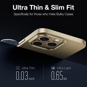 iPhone 14 Pro Max OriginFit Magsafe enabled Slim Case Lightweight Hard PC Cover Phone Case - Gold - Image 3