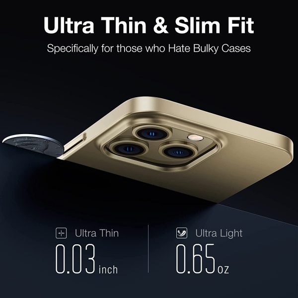 iPhone 14 Pro Max OriginFit Magsafe enabled Slim Case Lightweight Hard PC Cover Phone Case - Gold - Image 3