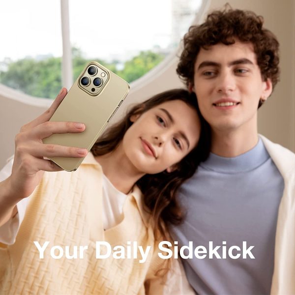 iPhone 14 Pro Max OriginFit Magsafe enabled Slim Case Lightweight Hard PC Cover Phone Case - Gold - Image 4