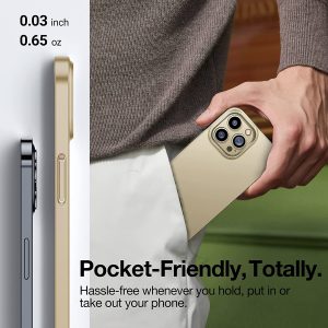 iPhone 14 Pro Max OriginFit Magsafe enabled Slim Case Lightweight Hard PC Cover Phone Case - Gold - Image 6