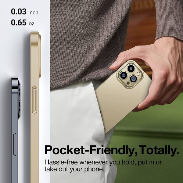 iPhone 14 Pro Max OriginFit Magsafe enabled Slim Case Lightweight Hard PC Cover Phone Case - Gold - Image 6