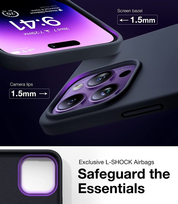 iPhone 14 Pro Magnetic Silicone Case [Military Grade Drop Tested] [Compatible with MagSafe] Anti-Scratch Soft Microfiber Lining Shockproof  - Black - Image 7