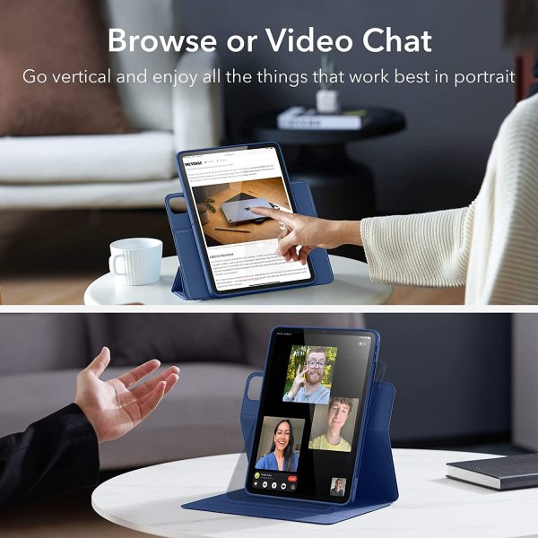 iPad Pro 11" 2022 / 2021 Rebound 360 Case ESR with Pencil Holder, Detachable Magnetic Cover, Vertical Stand - Navy Blue - BIS - Image 7