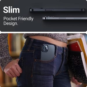 iPhone 13 Pro Max OriginFit Magsafe enabled Slim Case Lightweight Hard PC Cover Phone Case - Black - Image 7