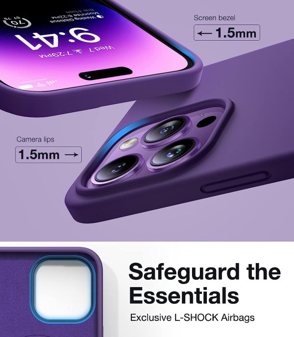 iPhone 14 Pro Max Magnetic Silicone Case [Military Grade Drop Tested] [Compatible with MagSafe] Anti-Scratch Soft Microfiber Lining Shockproof  - Deep Purple - Image 4