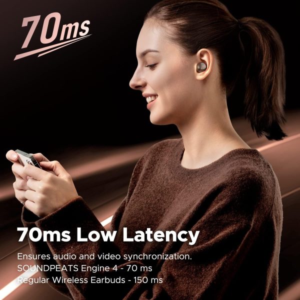 71W3ZcVZbaL._AC_SL1500_ SoundPEATS Engine4 Wireless Earbuds, Hi-Res Bluetooth 5.3 Earbuds with LDAC, Coaxial Dual Dynamic Drivers for Stereo Sound, 70 ms Low Latency, Dual Device Connection, Total 43 Hrs, IPX4, App Control - Black - BB - Image 6