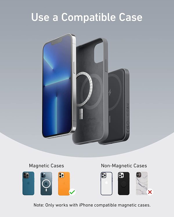 Anker 621 Magnetic Battery (MagGo), 5000mAh Magnetic Wireless Portable Charger with USB-C Cable, Only Compatible with iPhone 14/14 Pro/14 Pro Max, 13/12 Series - Black - (A1610H11) - Image 3