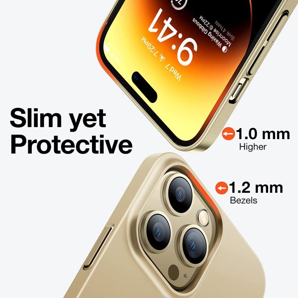 iPhone 14 Pro Max OriginFit Magsafe enabled Slim Case Lightweight Hard PC Cover Phone Case - Gold - Image 5