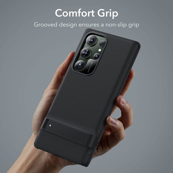 Galaxy S23 Ultra Air Shield Boost Back Case with Kickstand by ESR – Black - Image 5