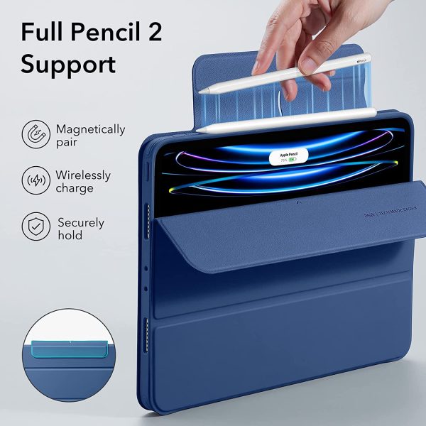 iPad Pro 11" 2022 / 2021 Rebound 360 Case ESR with Pencil Holder, Detachable Magnetic Cover, Vertical Stand - Navy Blue - BIS - Image 5