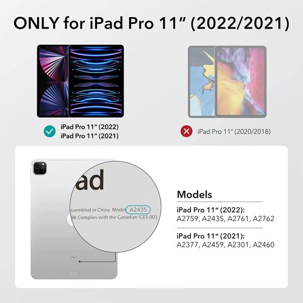 iPad Pro 11" 2022 / 2021 Rebound 360 Case ESR with Pencil Holder, Detachable Magnetic Cover, Vertical Stand - Brilliant White - Image 6